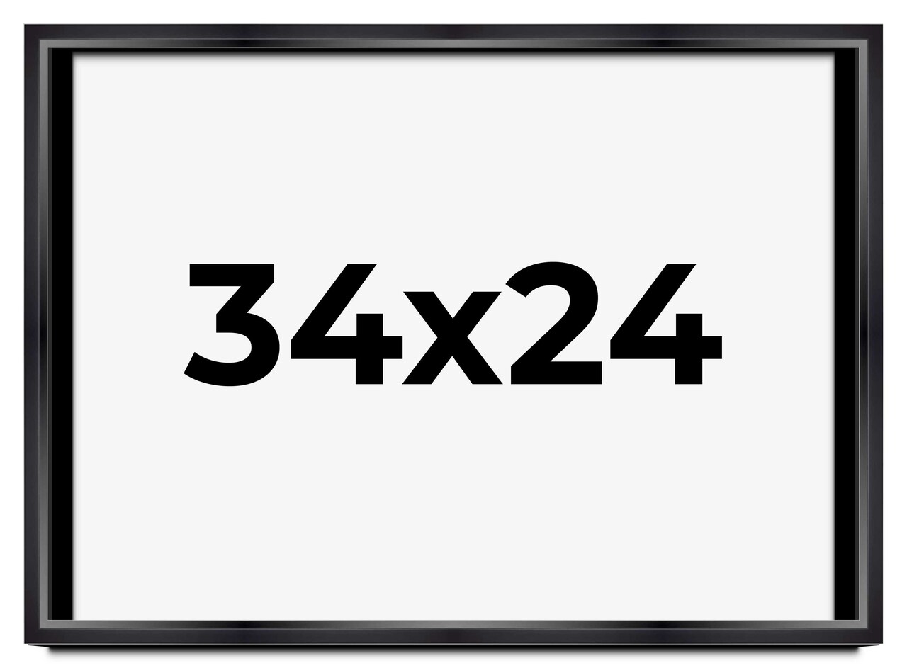 34x24 Modern Shadow Box 1.5" Depth Black Picture Frame - UV Acrylic, Backing, Hanging Hardware